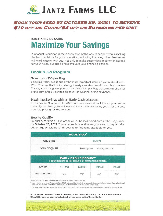 Early Discount Update » Jantz Farms LLC
